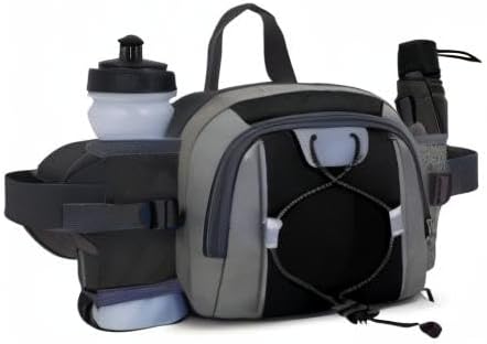 Peicees Hiking Fanny Pack Large Waist Bag for Men Women with Bottle Holder Water Resistant Lumbar Pack for Hiking Camping Fishing Outdoor (Bottle Not Included)