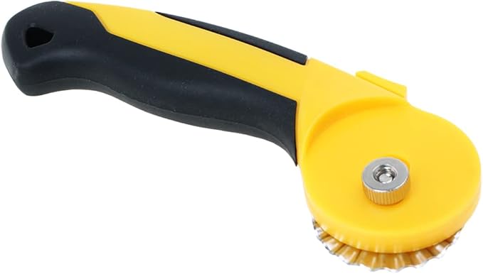 AUTOTOOLHOME 45mm Rotary Cutter with 9pcs Extra Blades Automatic Fabric Roller Cutter Perforator Crochet Edge Pinking Rotary Blades for Quilting, Sewing, Crafting