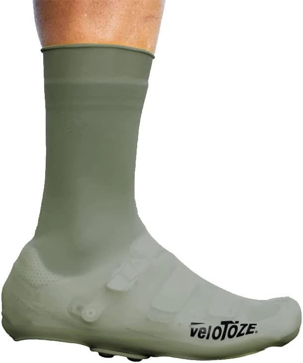 veloToze Tall Silicone Shoe Cover with Snaps - Covers Road Cycling Shoes - Waterproof, Windproof Reusable Boot-Style Overshoes for Bike Rides in Winter, Rain, Cold Weather Biking - for Men and Women