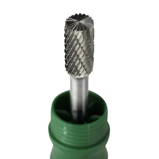 BHA Cylinder End Tungsten Carbide Burr Die Grinder Rotary Tool Bit - Double Cut, 3/8" x 3/4", 1/4" Shank