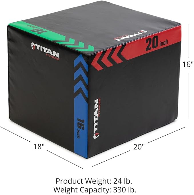 Titan Fitness Heavy Foam Plyometric Box - Pro-Duty HIIT Exercise Foam Plyo Step-Up, Box Squat, Home Garage Gym Training, Youth & Regular Sizes