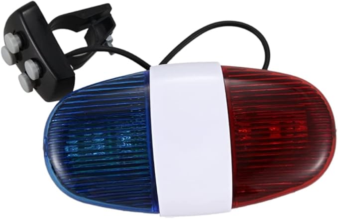 Bike Bell with 6 Police LED Lights 4 Loud Sound Horn Bell for Cycling No Batteries