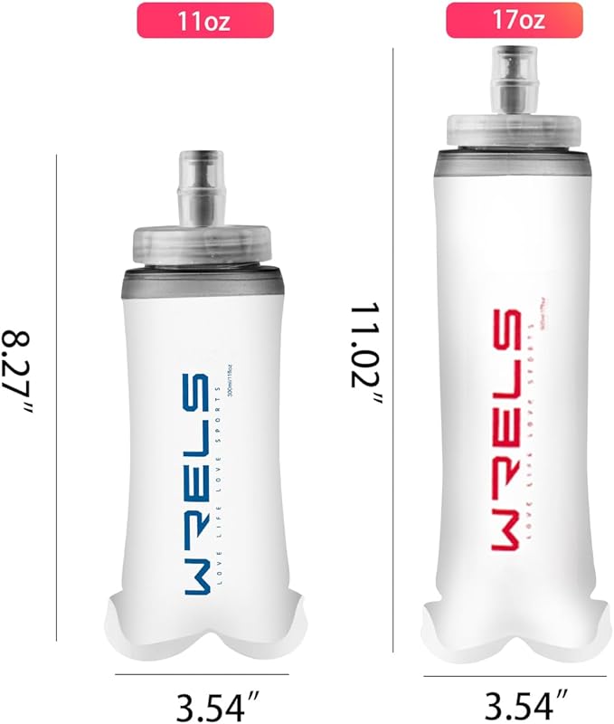 Soft Flasks Soft Running Water Flask Collapsible Soft Water Bottles Small BPA-Free for Sports Hiking Hydration Pack 500 ml/17oz,300 ml/10oz(500ml,blue)
