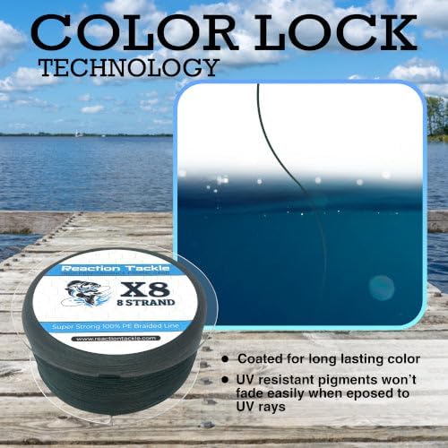 Reaction Tackle Braided Fishing Line - Pro Grade Power Performance for Saltwater or Freshwater Fish - Colored Fishing Line Braid for Extra Visibility
