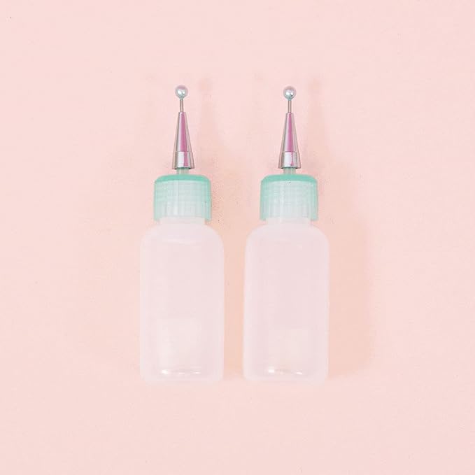 Craftelier - Set of 2 Bottles with Precision Ultrafine Applicator and Closure | Perfect Applicator for Glue, Acrylic Paint or Alcohol Inks | Measures Approx. 8 x 2,4 cm | Capacity 15 ml (0.51 Fl Oz)