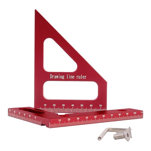 3D Multi-Angle Measuring Ruler,45/90 Degree Aluminum Alloy Woodworking Square Protractor,Drawing Line Ruler, Miter Triangle Ruler High Precision Layout Measuring Tool for Engineer Carpenter,R