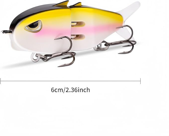 5 Pcs Mini Glide Bait for Bass Fishing,2.36 Inch Multi-Jointed Swimbait,Bionic Minnow Lures with Double Hook,Slow Sinking Glide Baits for Freshwater and Saltwater