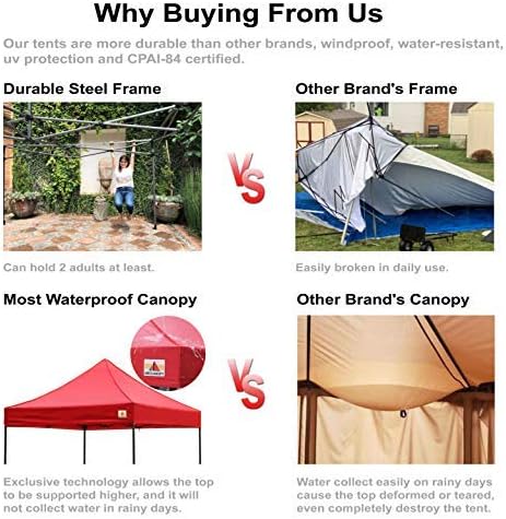 Premium Pop Up Canopy Tent 10x10 Commercial Instant Shelter, Bonus Wheeled Carry Bag and 4 Sand Bags, Sky Blue