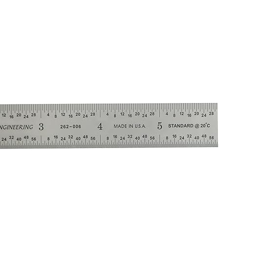 PEC Tools 6" x 150mm Machinist Metal Ruler, 1/25" Thick X 3/4" Wide, Satin Chrome Finish Tempered Stainless Steel Ruler, Measurement Accuracy 1/32",1/64", 0.5mm, 1mm, Made in USA