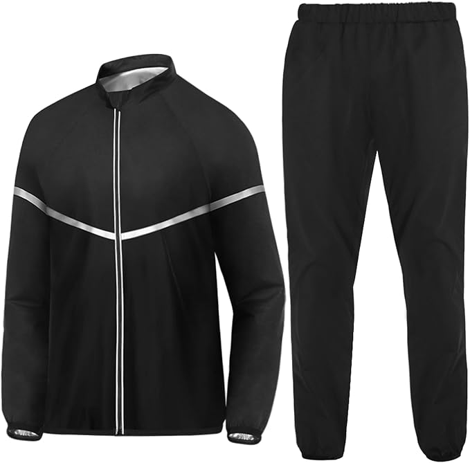 NINGMI Sauna Suit for Men Sweat - Long Sleeve Shirt Jacket Workout Body Shaper Zipper Top Slimming Fitness Trainer Gym