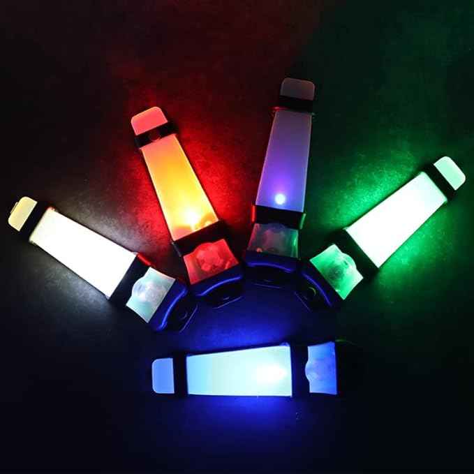 Helmet Signal Light Waterproof Safety Flashing Survival Outdoor Sports Hunting Tactical Hiking Boating Cycling Personal ID Marker Light Hook Back (Tan+Blue)