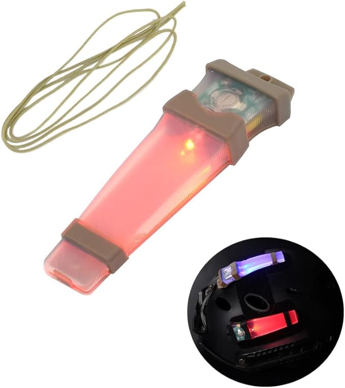 Helmet Signal Light Waterproof Survival Tactical Hiking Boating Cycling Personal Identification Marker Light (Hook Back Tan & Red)