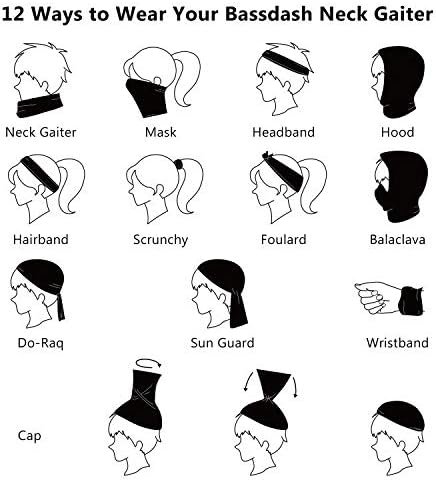 BASSDASH UPF 50+ UV Sun Protection Neck Gaiter Fishing Mask Hunting Kayaking Hiking Cycling Ski Sports