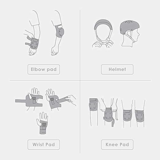 Kids Bike Helmet, Toddler Helmet for Youth Adult, Knee Pad Elbow Pad Wrist Guard Protective Gear Set for Skateboard, Bike, Skating, Cycling