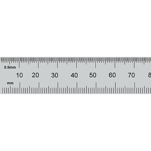 PEC Tools 18" x 450 mm Steel Rule, Decimal/Metric Flexible Ruler with Markings 1/10", 1/100", 1mm, 1/2mm, 1/50" Thick x 3/4" Wide, Satin Chrome Finish, Made in USA