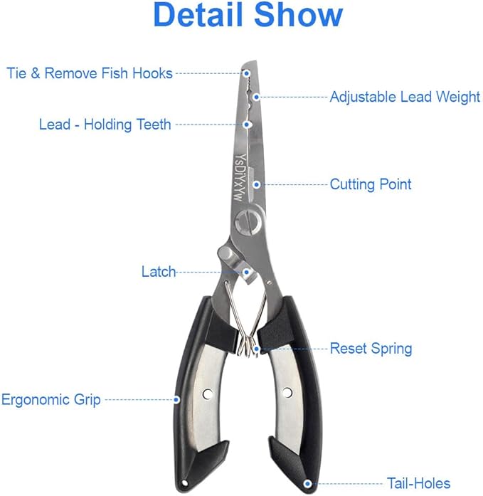 Fishing Pliers, 3rd Generation Multifunctional Stainless Steel Fish Pliers Hook Remover Tools with Lanyard, Suitable for Saltwater and Freshwater