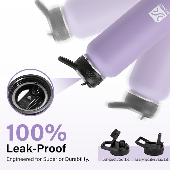 Insulated Water Bottle | Thickened Stainless Steel Vacuum Metal | Portable Sports Water Jug for Gym and Hiking with Straw, Carrier Bag, Handle Strap | BPA-Free 32 oz