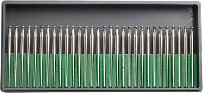 30Pcs 3mm Cylinder,3mm Shaft,Diamond Stone Abrasive Burs Burr Grit Bits for Rotary Tool Grinding Head Jewelry Lapidary Woodworking (Ball 2mm)
