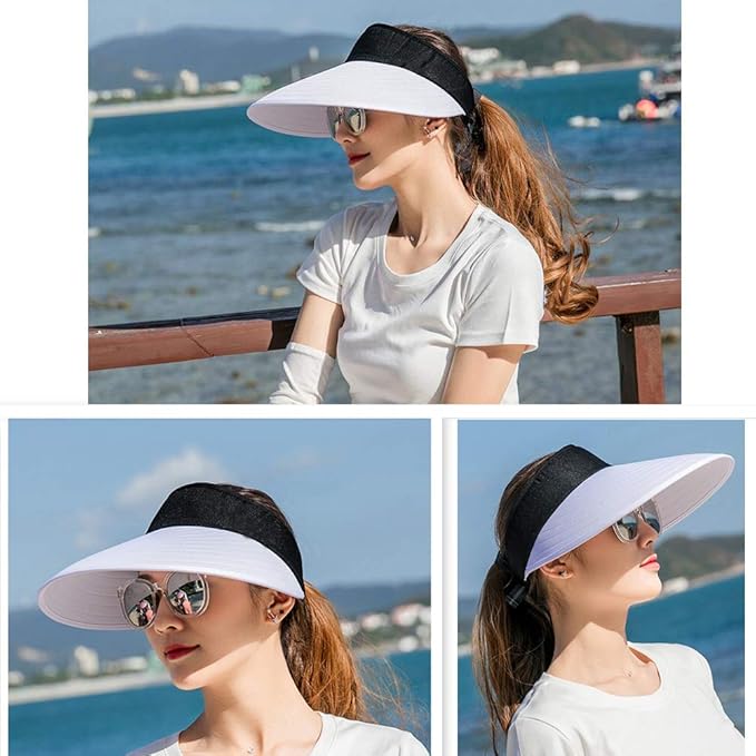 Sun Visor Hats Women Large Brim Summer UV Protection Beach Cap