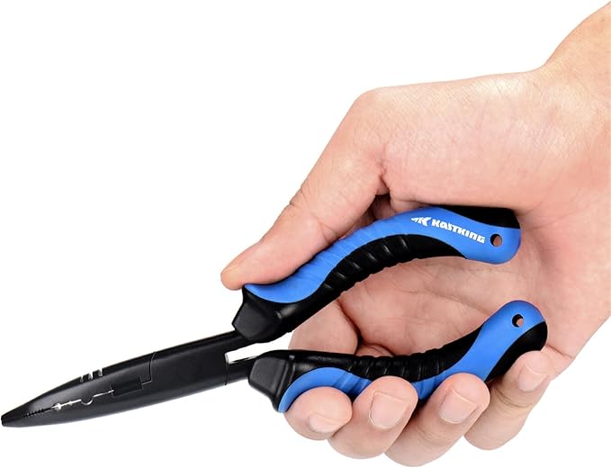 KastKing Intimidator Fishing Pliers, Corrosion Resistant Polymer Coated Fishing Tools, Tungsten Carbide Cutters, Saltwater Resistant Fishing Gear