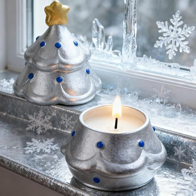 3D Christmas Tree Jar Mold with Lid Christmas Silicone Molds for Resin Crafts Xmas Decor Candy Container Storage Box Scented Candle Jar Plaster Molds Cute Silicone Mold for Epoxy Resin Cement Concrete