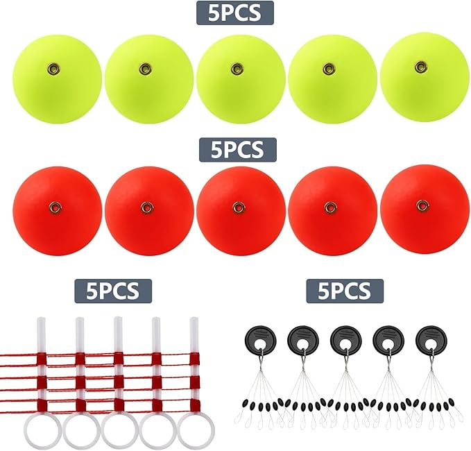Dovesun 20pcs Slip Fishing Bobber Fishing Float Slip Fishing Rig Rubber Bobber Stoppers for Crappie Panfish Walleyes Trout Bass Fishing
