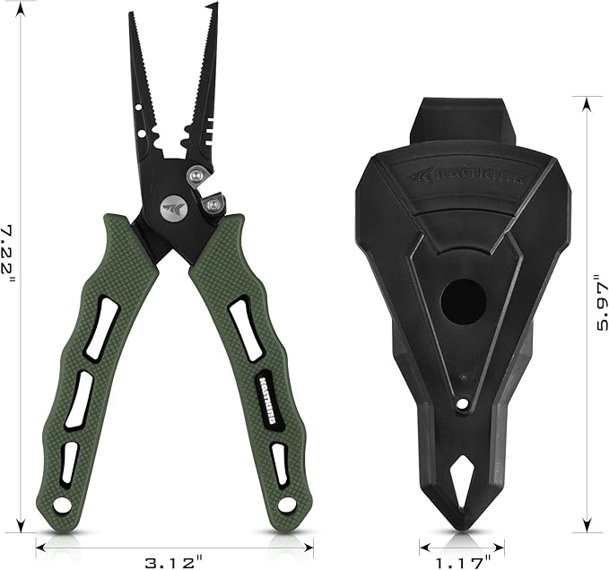 KastKing Cutthroat 7 inch Fishing Split Ring Pliers, 420 Stainless Steel Fishing Tools, Saltwater Resistant Fishing Gear, Tungsten Carbide Cutters