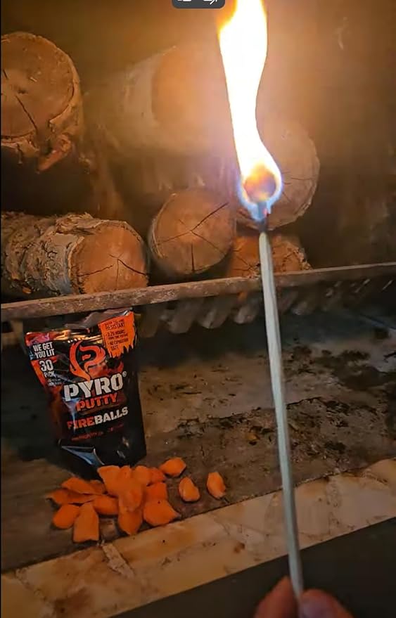 Pyro Putty Fire Balls: Fire Plugs Fire Starter with 7 Minute Burn Time, Waterproof, Weatherproof Emergency Kit Survival Gear Essential - 30 Pack