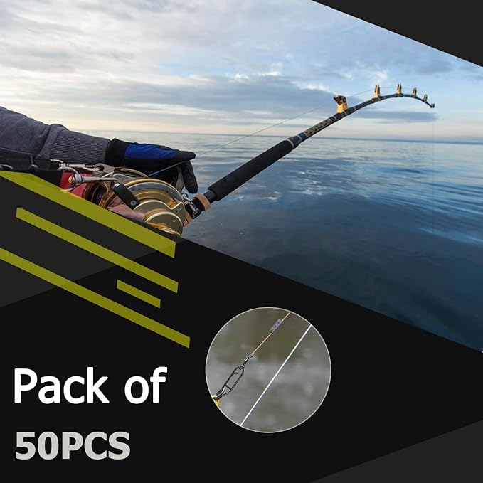 QISHUO Stainless Steel Fishing Swivels Lure Tackle Clips Snap Swivels Strength Barrel Saltwater Swivel Fishing Rolling Black Nickel