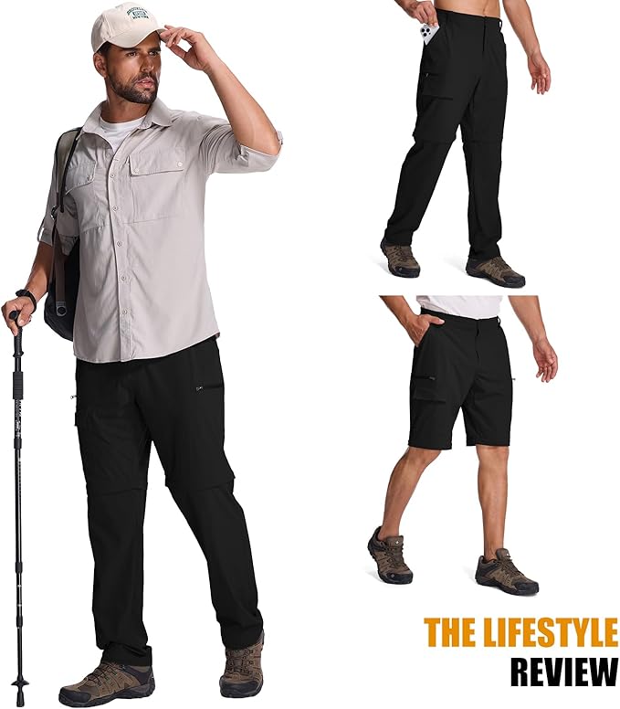 Mens Hiking Pants Convertible Quick Dry Zip Off Fishing Travel Safari Pants