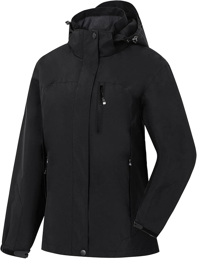 Womens Waterproof Rain jacket Lightweight Active Outdoor Raincoat with Removable Hood