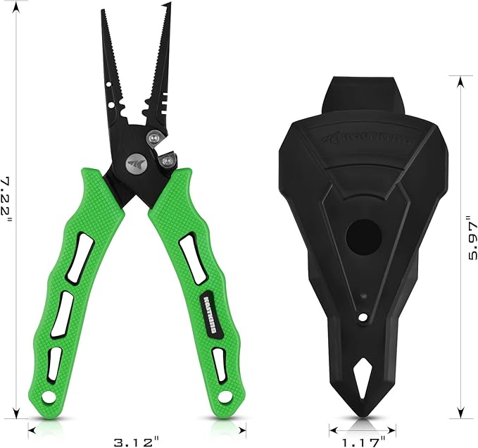 KastKing Cutthroat 7 inch Fishing Split Ring Pliers, 420 Stainless Steel Fishing Tools, Saltwater Resistant Fishing Gear, Tungsten Carbide Cutters