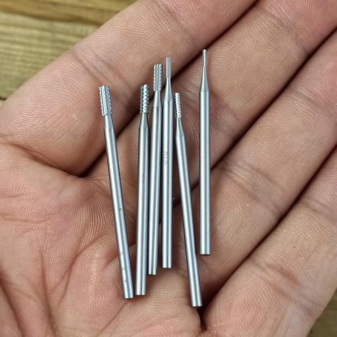 ๐๐ฎ๐จ ๐ค๐ 6 Pcs Cylinder Shape Jewelry Burr - 3/32'' Shank Cylindrical Cross Cut Burs Lapidary Setting Tools for Dremel Rotary Tools (008-023)
