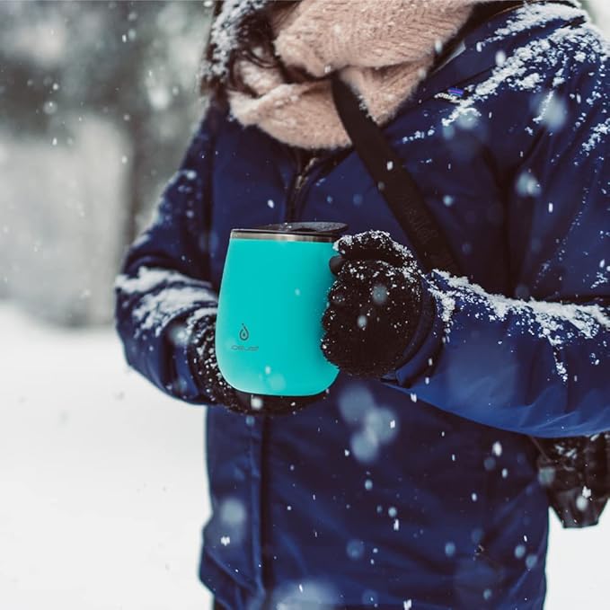 Ideus 16 oz (470 ml) Insulated Coffee Mug with Handle and Lid, Double Wall Stainless Steel Vacuum Thermal Coffee Mug, Travel Coffee Cup Thermal Cup for Home and Office (Sky Blue)