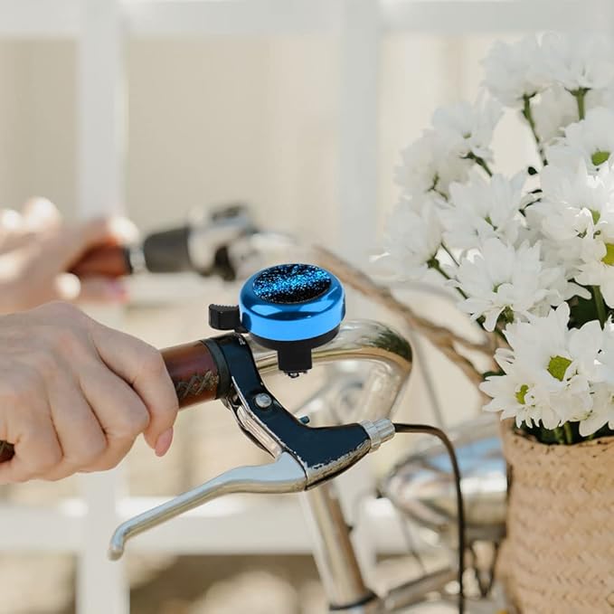 WIRESTER Blue Aluminum Round Bike Bell, Classic Ring Bicycle Bell, Bike Accessories Bell Ring for Adults Kids Girls Boys