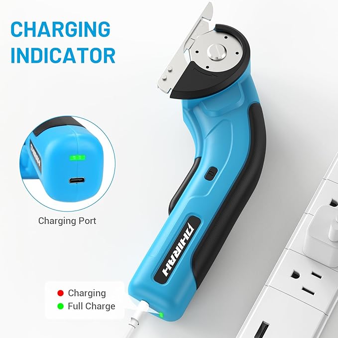 Cordless Cardboard Cutter, 4V Electric Scissors for Carpet and Leather, Box Cutter Tool with Safety Trigger, Powerful Rotary Cutter for Cutting Cardboard, Paper, Plastic