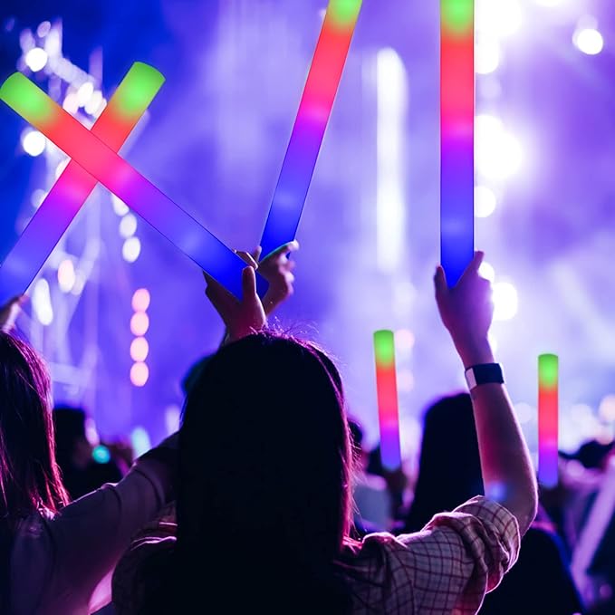 LifBetter 30 Pcs Foam Glow Sticks Bulk,Led Glow Sticks with 3 Modes Colorful Flashing,Long Life Battery Glow In The Dark Party Supplies for Weddings,Parties,Festivals,Sporting Events