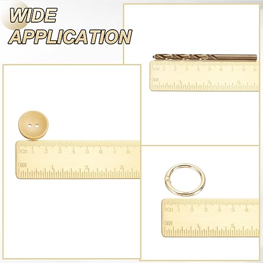 uxcell Metal Straight Ruler 300mm Brass Straight Edge Rule Precision Double Scales Metric Measurement Tool Drawing Measuring Ruler Gold 2 Pcs