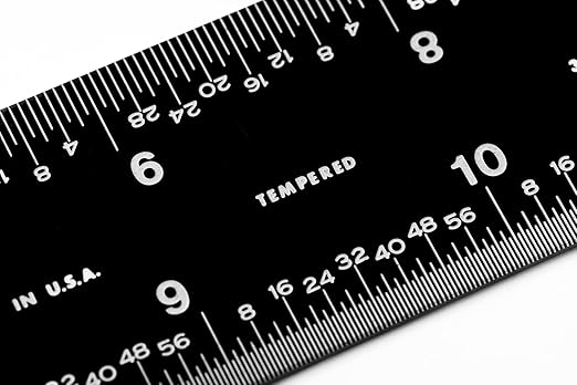PEC Tools 12-Inch Mechanic's Ruler, High Contrast, 0.035" Thick X 1" Wide, Measuring Accuracy 1/32", 1/64", 1/10" and 1/50", Made in USA