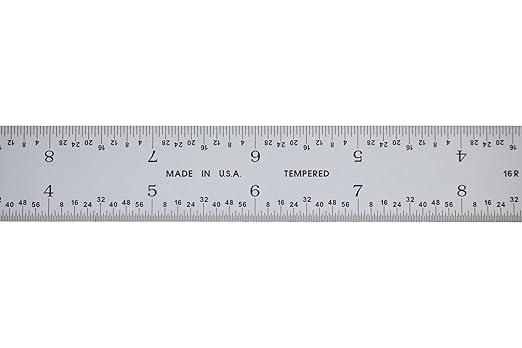 PEC Tools 12" Machinist Metal Ruler, 1/25" Thick X 1" Wide, Satin Chrome, High Carbon Steel Ruler Scale with Markings 1/32", 1/64", 1/50", 1/100", Made in USA