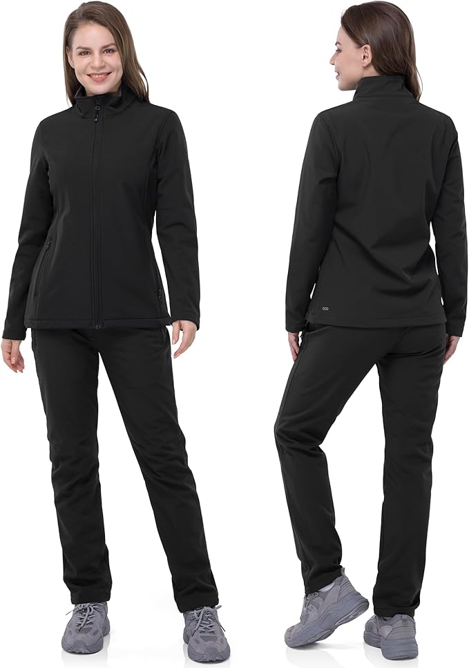 33,000ft Women's Lightweight Softshell Jacket Fleece Lined Windbreaker Waterproof Warm Jacket for Running Golf Hiking