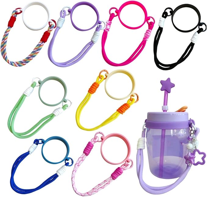 Portable Silicone Cup Sleeve with Adjustable Strap for Coffee Tumblers Water Bottles Beverage Carriers