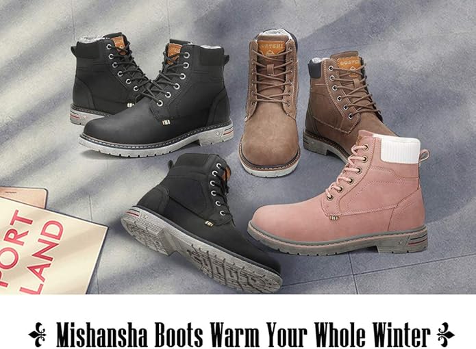 Mishansha Men's Waterproof Snow Boots, Insulated Warm Lined Winter Boot for Cold Weather, Non-Slip Outdoor Trekking Hiking Shoes Size 4-13.5