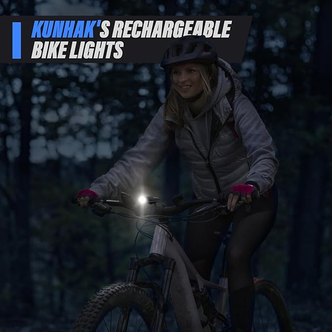 Rechargeable Bike Lights, Ultra Bright Bike Lights for Night Riding, Road Mountain Bike Accessories for Kids Adults - Headlight with Tail Light