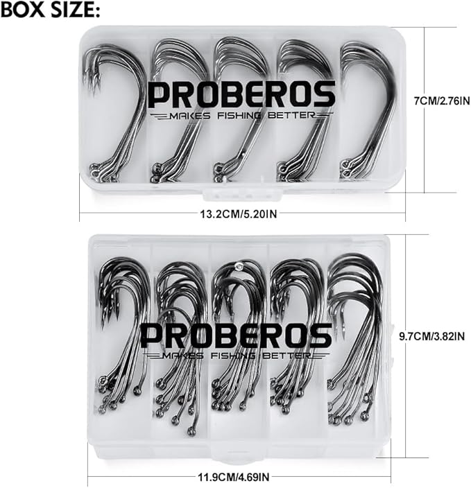 Fishing Hooks for Bass Fishing - 100pcs EWG Offset Worm Hook Texas Rig Hooks for Freshwater Saltwater Size 1/0 2/0 3/0 4/0 5/0 - Soft Lures Worms Plastics Bait Fishing Hook with Tackle Box