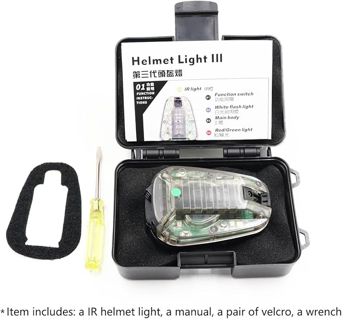 Tactical IR Strobe Helmet Light Military Identification Light with Visible LED + White Strobe Survival Signal Light (Black-Blue), EX832