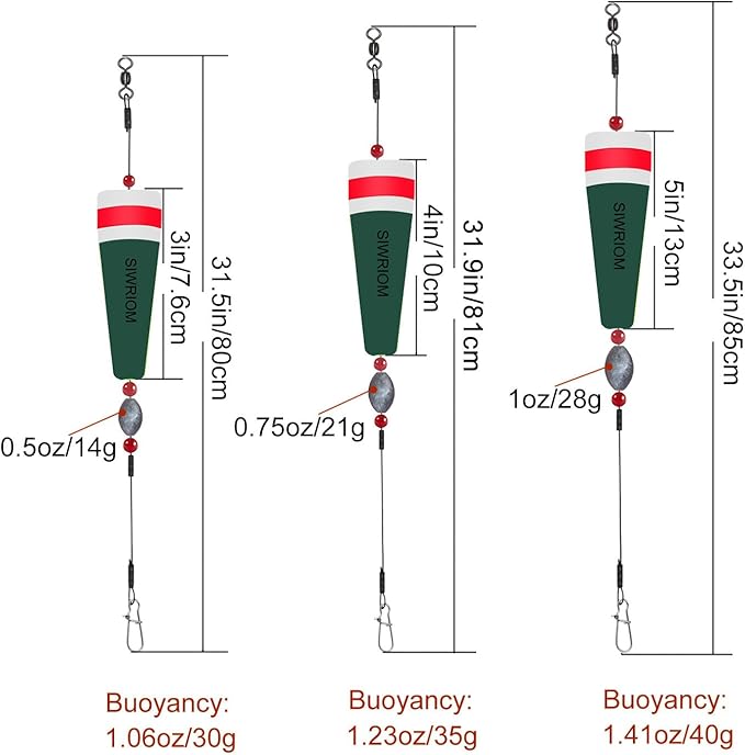 Popping Corks Floats for Saltwater Fishing Bobber, 4PCS Weighted Bobbers Inshore Fishing Popping Cork Float Rig Rattle Popper for Redfish Speckled Trout Sheepshead Flounder Fishing Tackle
