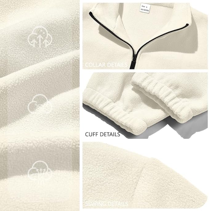 Mens Polar Fleece Jacket Full Zip Lightweight Casual Outdoor Jackets Stand Collar Warm Coats with Pockets