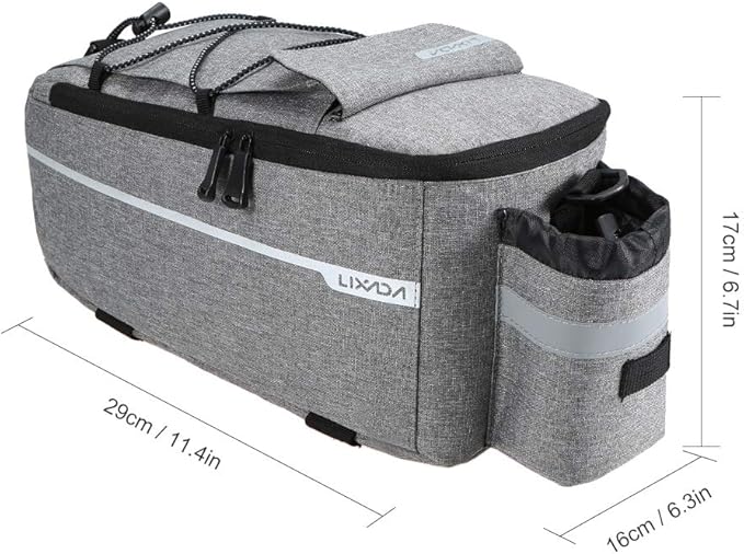 Lixada Bike Panniers Bike Trunk Bag Insulated Bag for Warm/Cool Items, Bicycle Rear Rack Storage Luggage Bicycle Seat Multifunctional Insulated Trunk Cooler Bag Shoulder Bag 11.4 6.3 6.7in