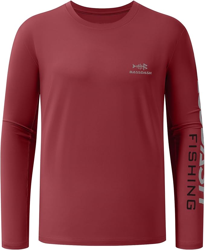 BASSDASH Fishing T Shirts for Men UV Sun Protection UPF 50+ Long Sleeve Tee T-Shirt